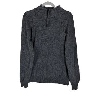 Weatherproof Vintage Sweater Mens Large Charcoal Quarter Zip Knitted Cotton